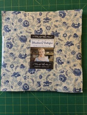 Moda Blue Floral on Cream Layer Cake 42 - 10" Squares. Blueberry Delight